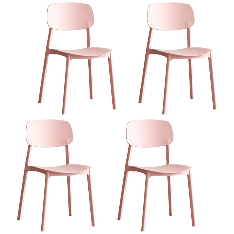 Scandinavian Stackable Armless Dining Chairs Plastic Open Back Side Chair (Set of 4) Pink Clearhalo ' kitchen&dining_furn' 'Dining Chairs' 'Dining Tables & Seating' 'dining_chair' 'furn' 'furn_dining_chair' 'Furniture' 'furniture_dining_chair' 'Kitchen & Dining Furniture' 'kitchen' 3950883
