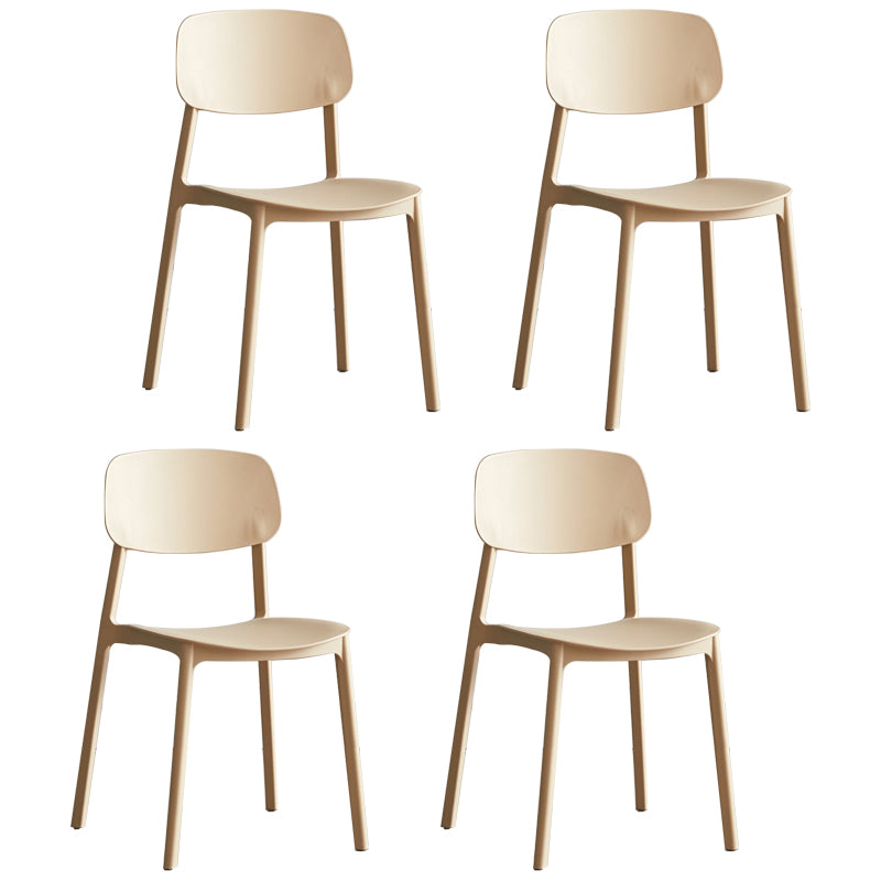 Scandinavian Stackable Armless Dining Chairs Plastic Open Back Side Chair (Set of 4) Camel Clearhalo ' kitchen&dining_furn' 'Dining Chairs' 'Dining Tables & Seating' 'dining_chair' 'furn' 'furn_dining_chair' 'Furniture' 'furniture_dining_chair' 'Kitchen & Dining Furniture' 'kitchen' 3950887
