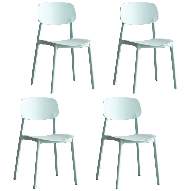 Scandinavian Stackable Armless Dining Chairs Plastic Open Back Side Chair (Set of 4) Denim Blue Clearhalo ' kitchen&dining_furn' 'Dining Chairs' 'Dining Tables & Seating' 'dining_chair' 'furn' 'furn_dining_chair' 'Furniture' 'furniture_dining_chair' 'Kitchen & Dining Furniture' 'kitchen' 3950889