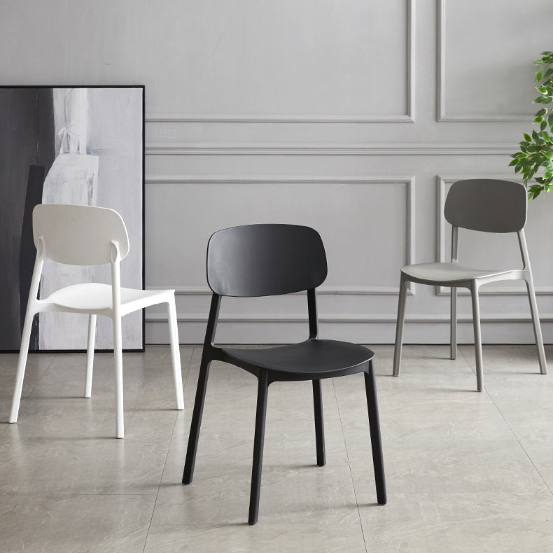Scandinavian Stackable Armless Dining Chairs Plastic Open Back Side Chair (Set of 4) Clearhalo ' kitchen&dining_furn' 'Dining Chairs' 'Dining Tables & Seating' 'dining_chair' 'furn' 'furn_dining_chair' 'Furniture' 'furniture_dining_chair' 'Kitchen & Dining Furniture' 'kitchen' 3950890