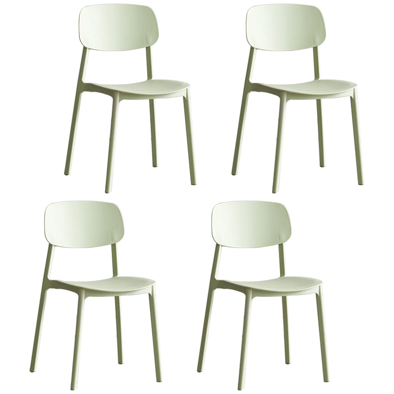 Scandinavian Stackable Armless Dining Chairs Plastic Open Back Side Chair (Set of 4) Mint Green Clearhalo ' kitchen&dining_furn' 'Dining Chairs' 'Dining Tables & Seating' 'dining_chair' 'furn' 'furn_dining_chair' 'Furniture' 'furniture_dining_chair' 'Kitchen & Dining Furniture' 'kitchen' 3950892