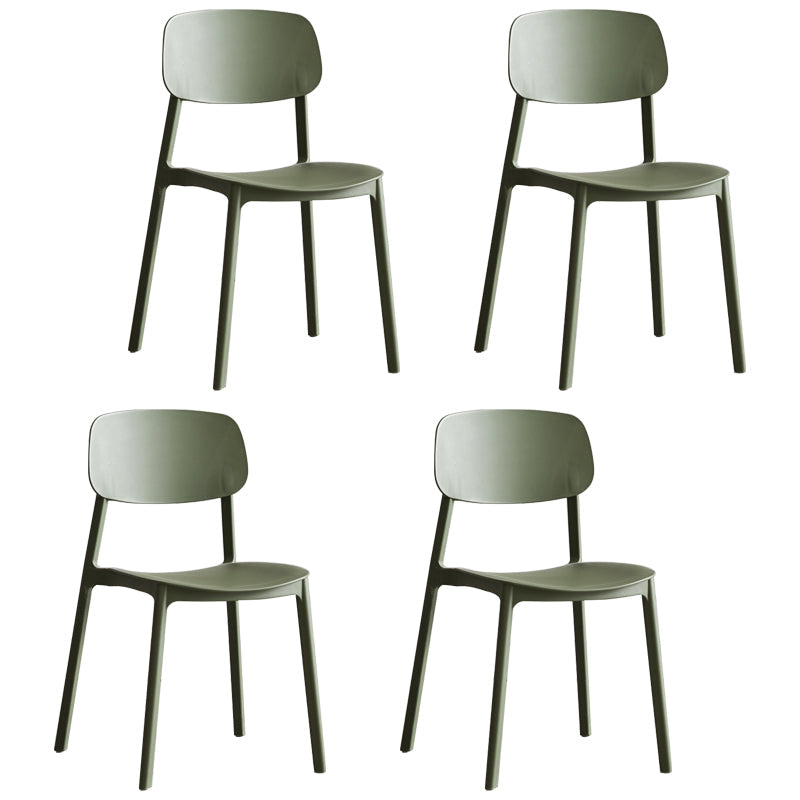 Scandinavian Stackable Armless Dining Chairs Plastic Open Back Side Chair (Set of 4) Army Green Clearhalo ' kitchen&dining_furn' 'Dining Chairs' 'Dining Tables & Seating' 'dining_chair' 'furn' 'furn_dining_chair' 'Furniture' 'furniture_dining_chair' 'Kitchen & Dining Furniture' 'kitchen' 3950894