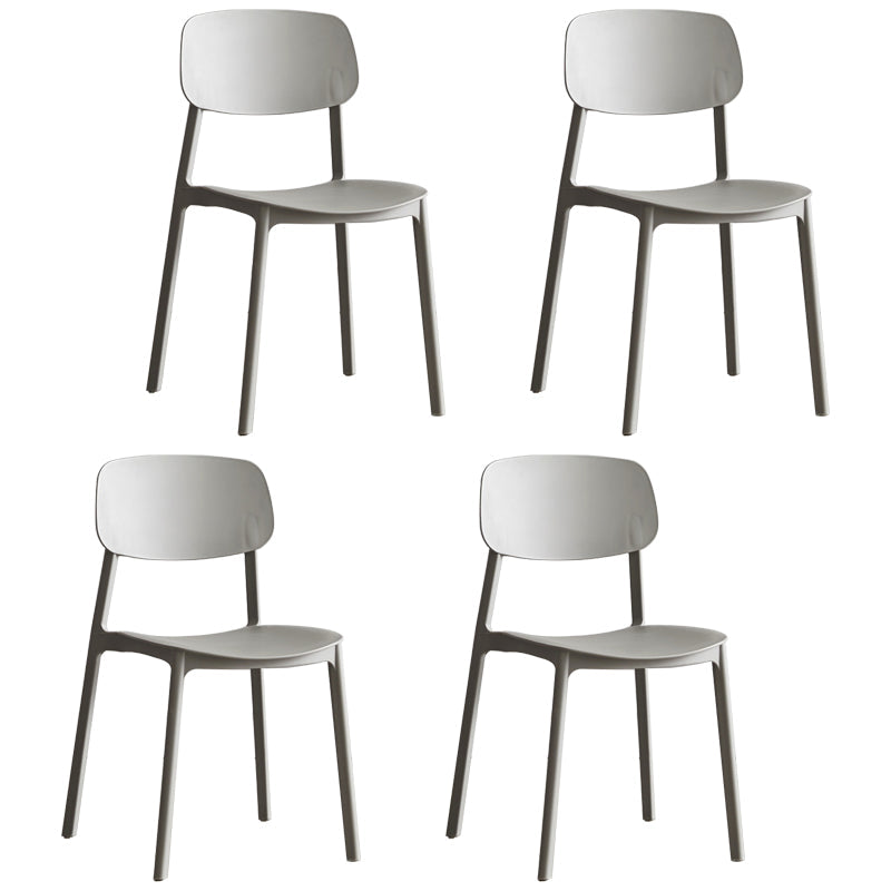 Scandinavian Stackable Armless Dining Chairs Plastic Open Back Side Chair (Set of 4) Light Gray Clearhalo ' kitchen&dining_furn' 'Dining Chairs' 'Dining Tables & Seating' 'dining_chair' 'furn' 'furn_dining_chair' 'Furniture' 'furniture_dining_chair' 'Kitchen & Dining Furniture' 'kitchen' 3950896