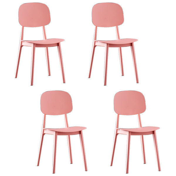 Plastic Scandinavian Armless Dining Chairs Open Back Side Chair (Set of 4) Pink Clearhalo ' kitchen&dining_furn' 'Dining Chairs' 'Dining Tables & Seating' 'dining_chair' 'furn' 'furn_dining_chair' 'Furniture' 'furniture_dining_chair' 'Kitchen & Dining Furniture' 'kitchen' 3950904