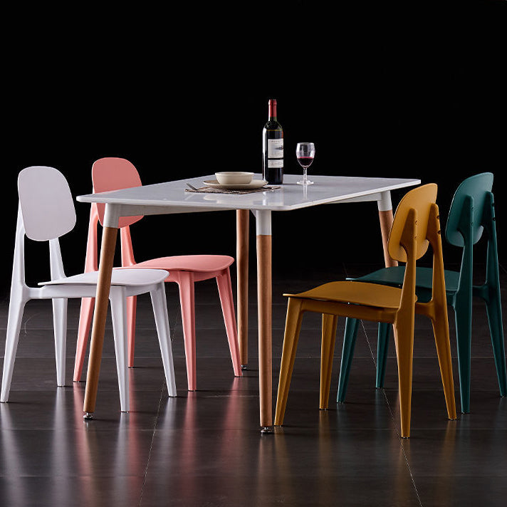 Plastic Scandinavian Armless Dining Chairs Open Back Side Chair (Set of 4) Clearhalo ' kitchen&dining_furn' 'Dining Chairs' 'Dining Tables & Seating' 'dining_chair' 'furn' 'furn_dining_chair' 'Furniture' 'furniture_dining_chair' 'Kitchen & Dining Furniture' 'kitchen' 3950907