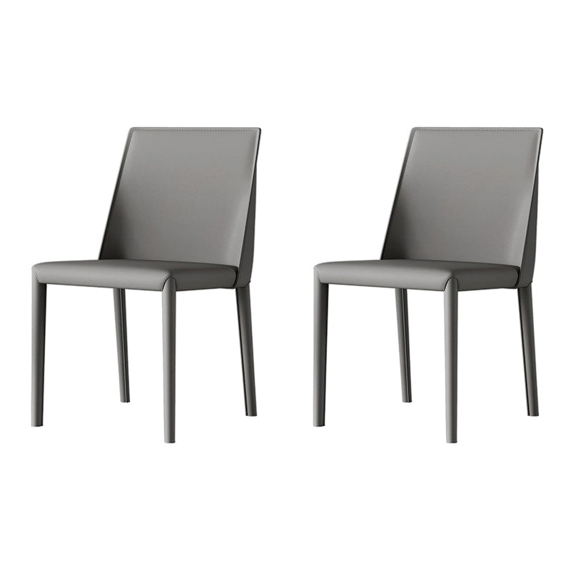 Scandinavian Style Leather Dining Chairs Armless Dining Chairs for Home Use (Set of 2) Grey Solid Back Clearhalo ' kitchen&dining_furn' 'Dining Chairs' 'Dining Tables & Seating' 'dining_chair' 'furn' 'furn_dining_chair' 'Furniture' 'furniture_dining_chair' 'Kitchen & Dining Furniture' 'kitchen' 3950918