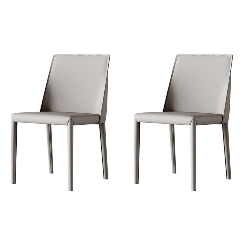 Scandinavian Style Leather Dining Chairs Armless Dining Chairs for Home Use (Set of 2) Light Gray Solid Back Clearhalo ' kitchen&dining_furn' 'Dining Chairs' 'Dining Tables & Seating' 'dining_chair' 'furn' 'furn_dining_chair' 'Furniture' 'furniture_dining_chair' 'Kitchen & Dining Furniture' 'kitchen' 3950919