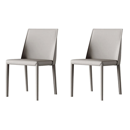 Scandinavian Style Leather Dining Chairs Armless Dining Chairs for Home Use (Set of 2) Light Gray Solid Back Clearhalo ' kitchen&dining_furn' 'Dining Chairs' 'Dining Tables & Seating' 'dining_chair' 'furn' 'furn_dining_chair' 'Furniture' 'furniture_dining_chair' 'Kitchen & Dining Furniture' 'kitchen' 3950919