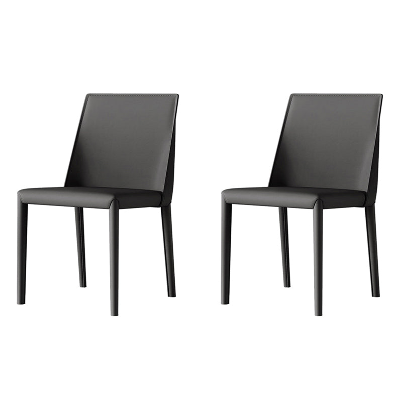 Scandinavian Style Leather Dining Chairs Armless Dining Chairs for Home Use (Set of 2) Dark Gray Solid Back Clearhalo ' kitchen&dining_furn' 'Dining Chairs' 'Dining Tables & Seating' 'dining_chair' 'furn' 'furn_dining_chair' 'Furniture' 'furniture_dining_chair' 'Kitchen & Dining Furniture' 'kitchen' 3950921