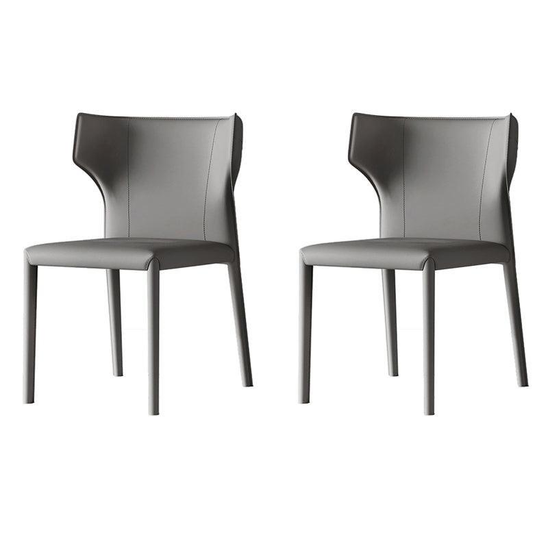 Scandinavian Style Leather Dining Chairs Armless Dining Chairs for Home Use (Set of 2) Light Gray Wingback Clearhalo ' kitchen&dining_furn' 'Dining Chairs' 'Dining Tables & Seating' 'dining_chair' 'furn' 'furn_dining_chair' 'Furniture' 'furniture_dining_chair' 'Kitchen & Dining Furniture' 'kitchen' 3950924
