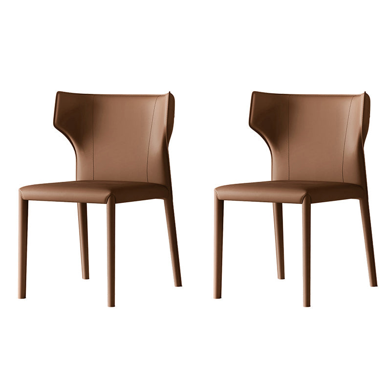Scandinavian Style Leather Dining Chairs Armless Dining Chairs for Home Use (Set of 2) Coffee Wingback Clearhalo ' kitchen&dining_furn' 'Dining Chairs' 'Dining Tables & Seating' 'dining_chair' 'furn' 'furn_dining_chair' 'Furniture' 'furniture_dining_chair' 'Kitchen & Dining Furniture' 'kitchen' 3950931