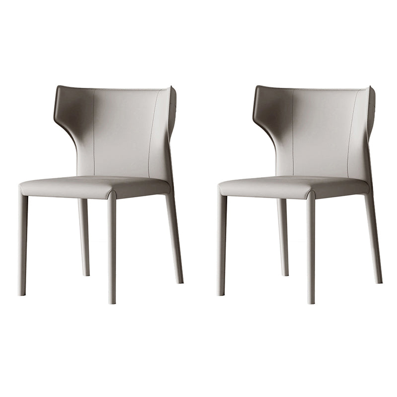 Scandinavian Style Leather Dining Chairs Armless Dining Chairs for Home Use (Set of 2) Grey Wingback Clearhalo ' kitchen&dining_furn' 'Dining Chairs' 'Dining Tables & Seating' 'dining_chair' 'furn' 'furn_dining_chair' 'Furniture' 'furniture_dining_chair' 'Kitchen & Dining Furniture' 'kitchen' 3950934