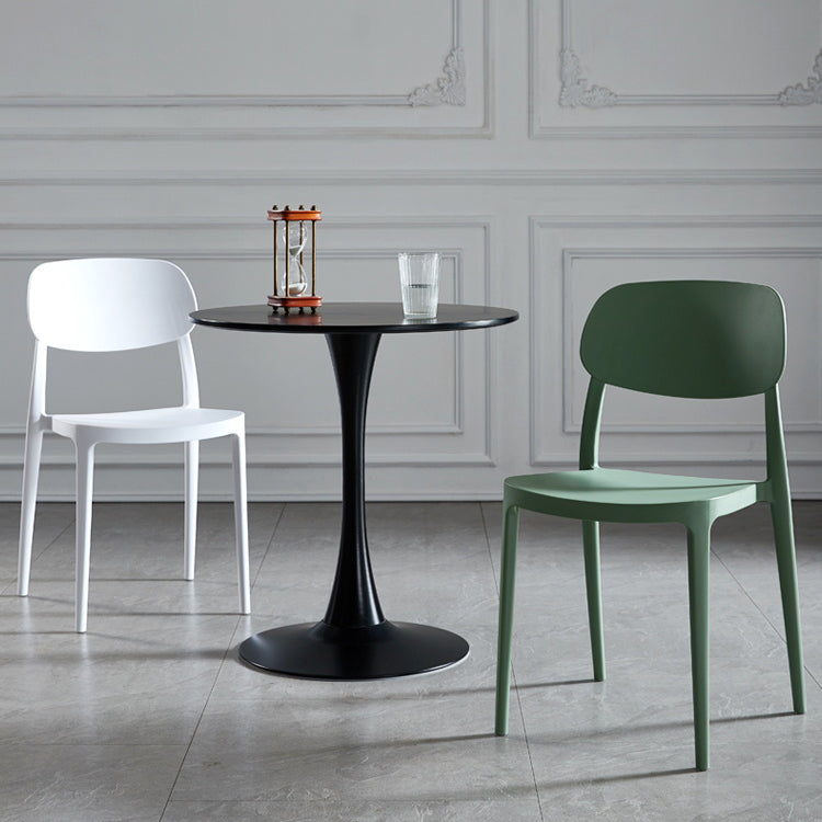 Scandinavian Plastic Armless Dining Chairs Stackable Open Back Side Chair (Set of 4) Clearhalo ' kitchen&dining_furn' 'Dining Chairs' 'Dining Tables & Seating' 'dining_chair' 'furn' 'furn_dining_chair' 'Furniture' 'furniture_dining_chair' 'Kitchen & Dining Furniture' 'kitchen' 3950937