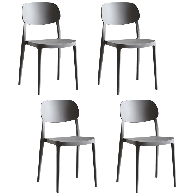 Scandinavian Plastic Armless Dining Chairs Stackable Open Back Side Chair (Set of 4) Grey Clearhalo ' kitchen&dining_furn' 'Dining Chairs' 'Dining Tables & Seating' 'dining_chair' 'furn' 'furn_dining_chair' 'Furniture' 'furniture_dining_chair' 'Kitchen & Dining Furniture' 'kitchen' 3950939