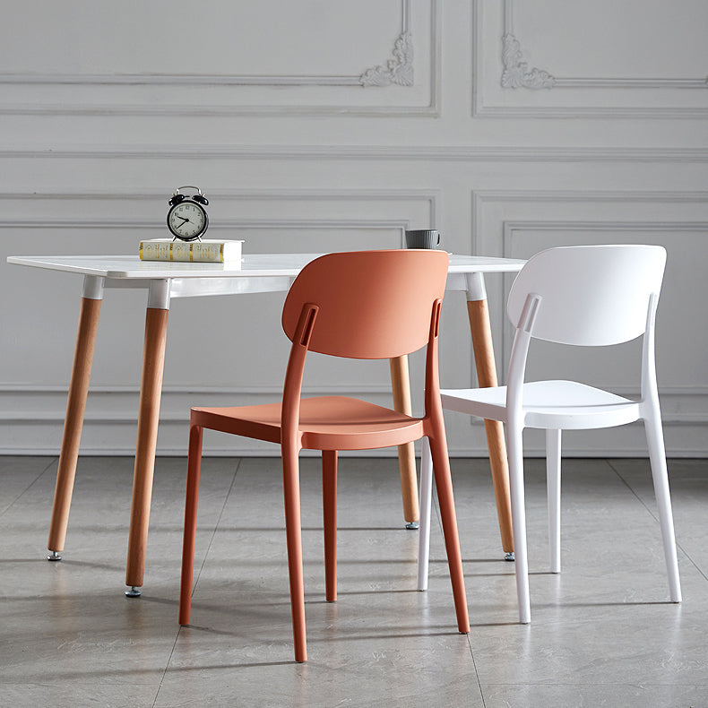 Scandinavian Plastic Armless Dining Chairs Stackable Open Back Side Chair (Set of 4) Clearhalo ' kitchen&dining_furn' 'Dining Chairs' 'Dining Tables & Seating' 'dining_chair' 'furn' 'furn_dining_chair' 'Furniture' 'furniture_dining_chair' 'Kitchen & Dining Furniture' 'kitchen' 3950940