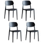 Scandinavian Plastic Armless Dining Chairs Stackable Open Back Side Chair (Set of 4) Black Clearhalo ' kitchen&dining_furn' 'Dining Chairs' 'Dining Tables & Seating' 'dining_chair' 'furn' 'furn_dining_chair' 'Furniture' 'furniture_dining_chair' 'Kitchen & Dining Furniture' 'kitchen' 3950941