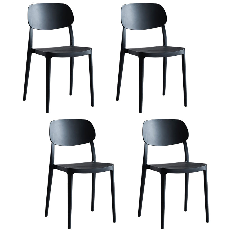 Scandinavian Plastic Armless Dining Chairs Stackable Open Back Side Chair (Set of 4) Black Clearhalo ' kitchen&dining_furn' 'Dining Chairs' 'Dining Tables & Seating' 'dining_chair' 'furn' 'furn_dining_chair' 'Furniture' 'furniture_dining_chair' 'Kitchen & Dining Furniture' 'kitchen' 3950941