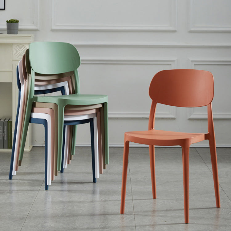 Scandinavian Plastic Armless Dining Chairs Stackable Open Back Side Chair (Set of 4) Clearhalo ' kitchen&dining_furn' 'Dining Chairs' 'Dining Tables & Seating' 'dining_chair' 'furn' 'furn_dining_chair' 'Furniture' 'furniture_dining_chair' 'Kitchen & Dining Furniture' 'kitchen' 3950942