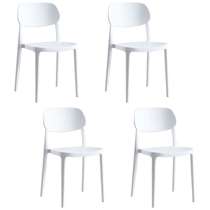 Scandinavian Plastic Armless Dining Chairs Stackable Open Back Side Chair (Set of 4) White Clearhalo ' kitchen&dining_furn' 'Dining Chairs' 'Dining Tables & Seating' 'dining_chair' 'furn' 'furn_dining_chair' 'Furniture' 'furniture_dining_chair' 'Kitchen & Dining Furniture' 'kitchen' 3950943