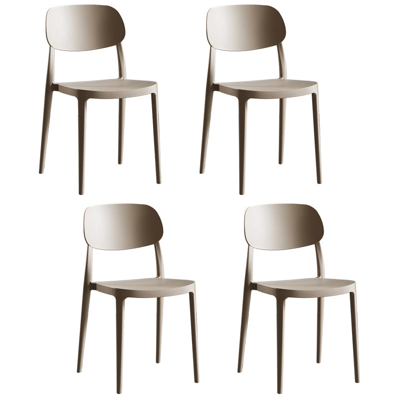 Scandinavian Plastic Armless Dining Chairs Stackable Open Back Side Chair (Set of 4) Camel Clearhalo ' kitchen&dining_furn' 'Dining Chairs' 'Dining Tables & Seating' 'dining_chair' 'furn' 'furn_dining_chair' 'Furniture' 'furniture_dining_chair' 'Kitchen & Dining Furniture' 'kitchen' 3950945