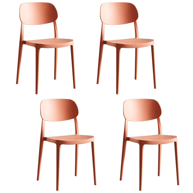 Scandinavian Plastic Armless Dining Chairs Stackable Open Back Side Chair (Set of 4) Orange Clearhalo ' kitchen&dining_furn' 'Dining Chairs' 'Dining Tables & Seating' 'dining_chair' 'furn' 'furn_dining_chair' 'Furniture' 'furniture_dining_chair' 'Kitchen & Dining Furniture' 'kitchen' 3950947