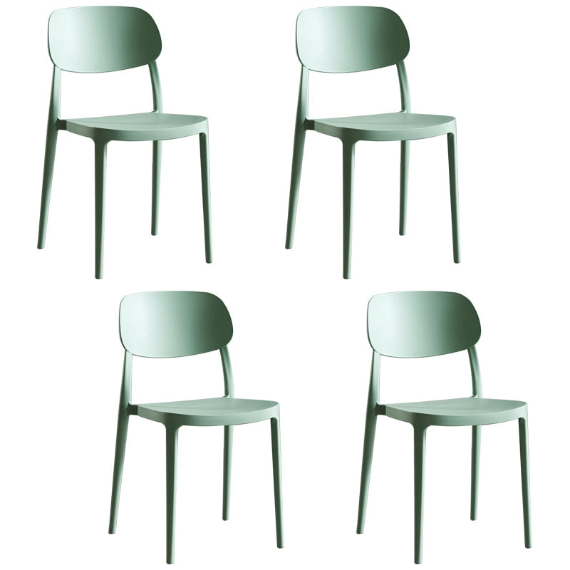 Scandinavian Plastic Armless Dining Chairs Stackable Open Back Side Chair (Set of 4) Turquoise Clearhalo ' kitchen&dining_furn' 'Dining Chairs' 'Dining Tables & Seating' 'dining_chair' 'furn' 'furn_dining_chair' 'Furniture' 'furniture_dining_chair' 'Kitchen & Dining Furniture' 'kitchen' 3950950