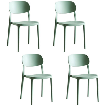 Scandinavian Plastic Armless Dining Chairs Stackable Open Back Side Chair (Set of 4) Turquoise Clearhalo ' kitchen&dining_furn' 'Dining Chairs' 'Dining Tables & Seating' 'dining_chair' 'furn' 'furn_dining_chair' 'Furniture' 'furniture_dining_chair' 'Kitchen & Dining Furniture' 'kitchen' 3950950