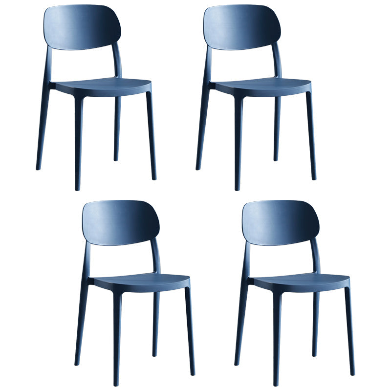 Scandinavian Plastic Armless Dining Chairs Stackable Open Back Side Chair (Set of 4) Blue Clearhalo ' kitchen&dining_furn' 'Dining Chairs' 'Dining Tables & Seating' 'dining_chair' 'furn' 'furn_dining_chair' 'Furniture' 'furniture_dining_chair' 'Kitchen & Dining Furniture' 'kitchen' 3950951
