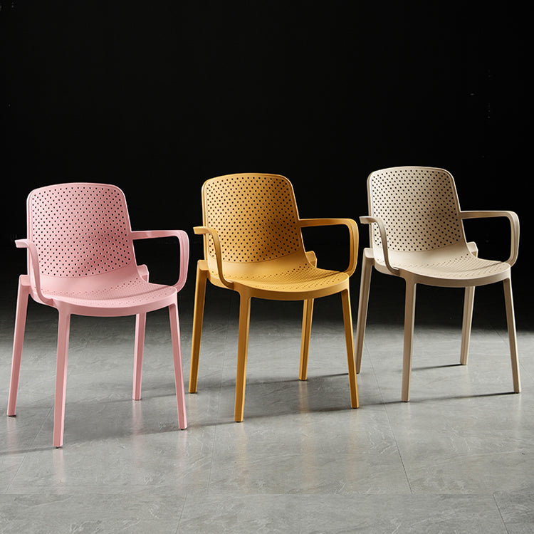 Scandinavian Dining Arm Chairs Plastic Solid Back Armchairs (Set of 4) Clearhalo ' kitchen&dining_furn' 'Dining Chairs' 'Dining Tables & Seating' 'dining_chair' 'furn' 'furn_dining_chair' 'Furniture' 'furniture_dining_chair' 'Kitchen & Dining Furniture' 'kitchen' 3950955