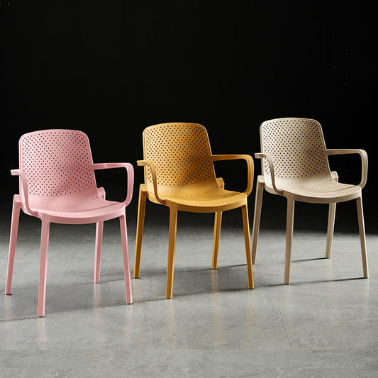 Scandinavian Dining Arm Chairs Plastic Solid Back Armchairs (Set of 4) Clearhalo ' kitchen&dining_furn' 'Dining Chairs' 'Dining Tables & Seating' 'dining_chair' 'furn' 'furn_dining_chair' 'Furniture' 'furniture_dining_chair' 'Kitchen & Dining Furniture' 'kitchen' 3950955