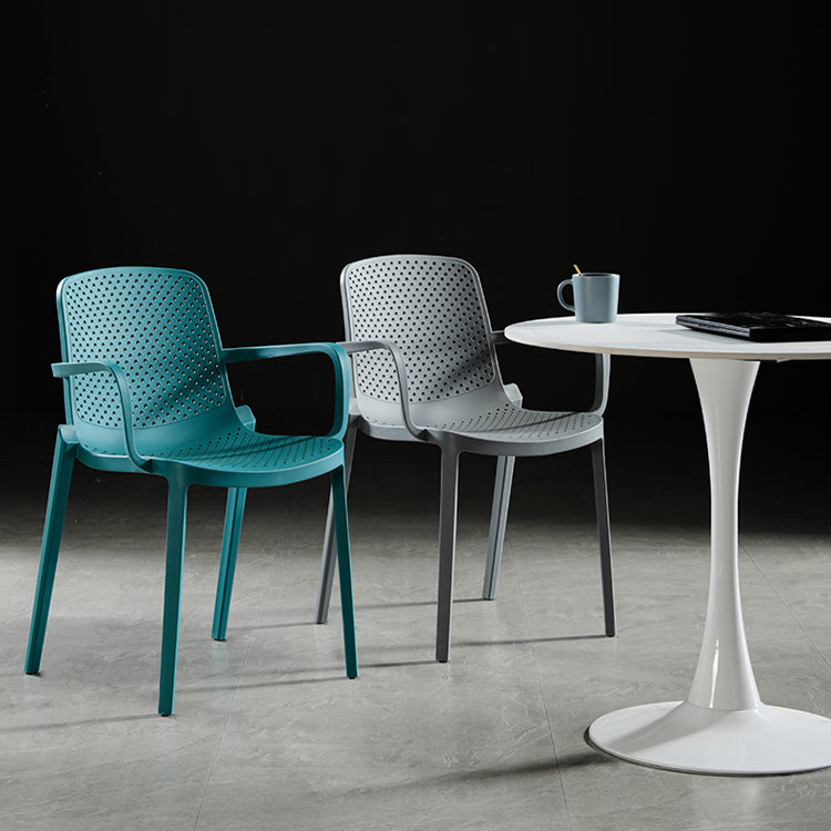 Scandinavian Dining Arm Chairs Plastic Solid Back Armchairs (Set of 4) Clearhalo ' kitchen&dining_furn' 'Dining Chairs' 'Dining Tables & Seating' 'dining_chair' 'furn' 'furn_dining_chair' 'Furniture' 'furniture_dining_chair' 'Kitchen & Dining Furniture' 'kitchen' 3950958