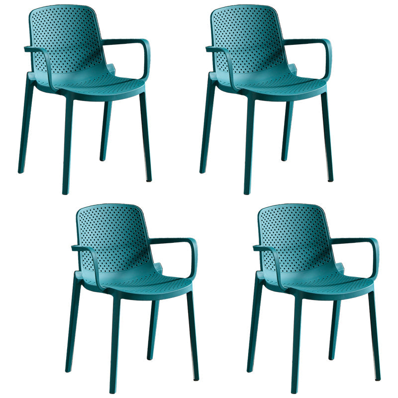 Scandinavian Dining Arm Chairs Plastic Solid Back Armchairs (Set of 4) Peacock Blue Clearhalo ' kitchen&dining_furn' 'Dining Chairs' 'Dining Tables & Seating' 'dining_chair' 'furn' 'furn_dining_chair' 'Furniture' 'furniture_dining_chair' 'Kitchen & Dining Furniture' 'kitchen' 3950959