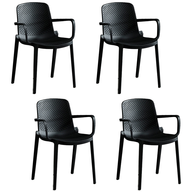 Scandinavian Dining Arm Chairs Plastic Solid Back Armchairs (Set of 4) Black Clearhalo ' kitchen&dining_furn' 'Dining Chairs' 'Dining Tables & Seating' 'dining_chair' 'furn' 'furn_dining_chair' 'Furniture' 'furniture_dining_chair' 'Kitchen & Dining Furniture' 'kitchen' 3950961