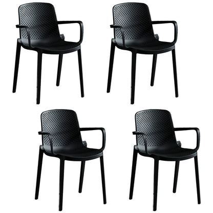 Scandinavian Dining Arm Chairs Plastic Solid Back Armchairs (Set of 4) Black Clearhalo ' kitchen&dining_furn' 'Dining Chairs' 'Dining Tables & Seating' 'dining_chair' 'furn' 'furn_dining_chair' 'Furniture' 'furniture_dining_chair' 'Kitchen & Dining Furniture' 'kitchen' 3950961