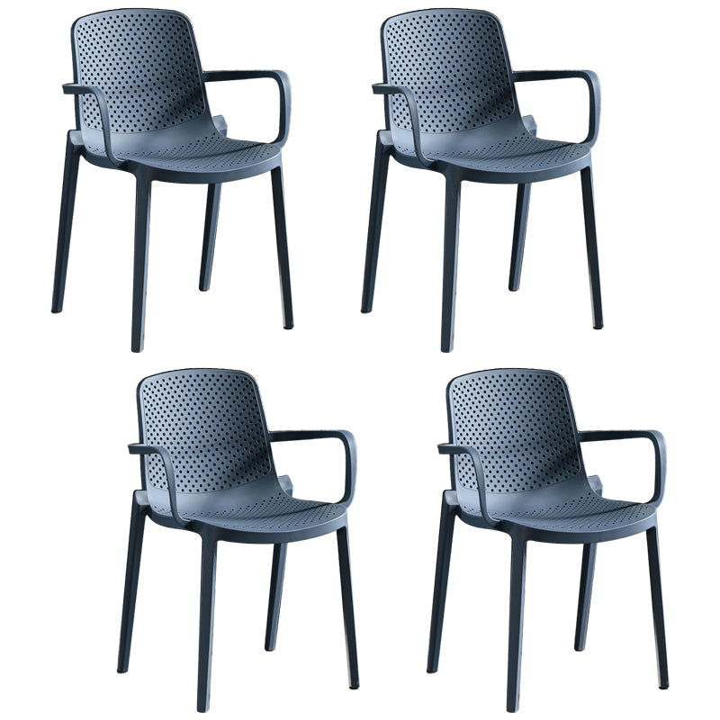 Scandinavian Dining Arm Chairs Plastic Solid Back Armchairs (Set of 4) Gray Blue Clearhalo ' kitchen&dining_furn' 'Dining Chairs' 'Dining Tables & Seating' 'dining_chair' 'furn' 'furn_dining_chair' 'Furniture' 'furniture_dining_chair' 'Kitchen & Dining Furniture' 'kitchen' 3950963