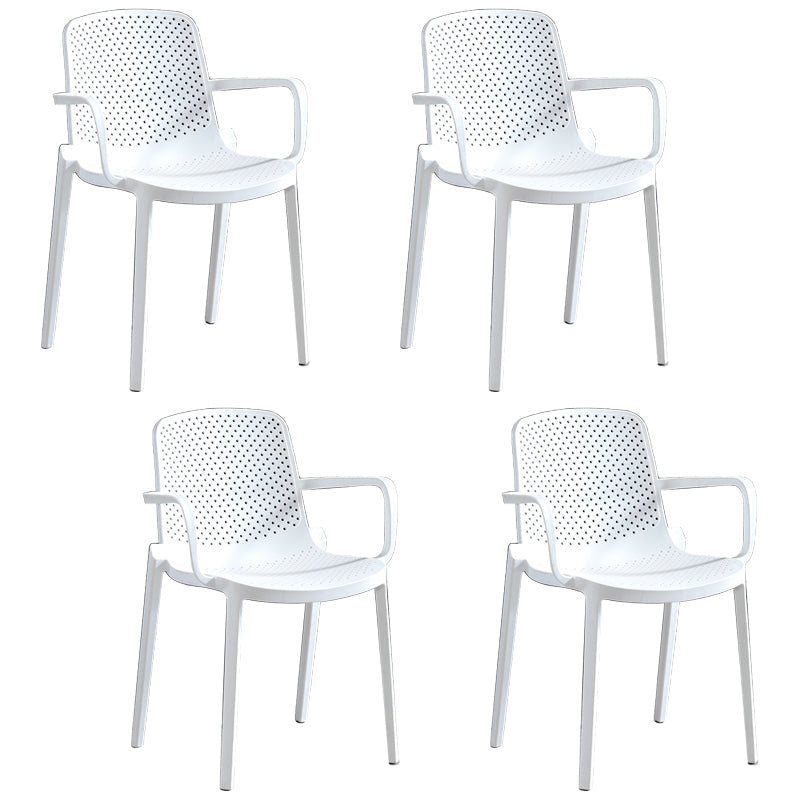 Scandinavian Dining Arm Chairs Plastic Solid Back Armchairs (Set of 4) White Clearhalo ' kitchen&dining_furn' 'Dining Chairs' 'Dining Tables & Seating' 'dining_chair' 'furn' 'furn_dining_chair' 'Furniture' 'furniture_dining_chair' 'Kitchen & Dining Furniture' 'kitchen' 3950966