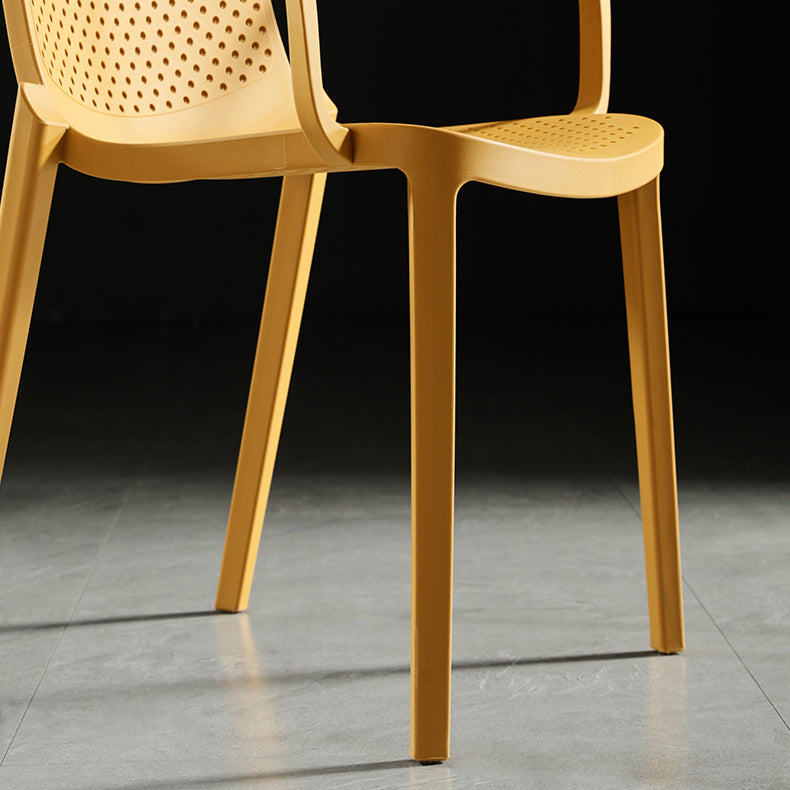 Scandinavian Dining Arm Chairs Plastic Solid Back Armchairs (Set of 4) Clearhalo ' kitchen&dining_furn' 'Dining Chairs' 'Dining Tables & Seating' 'dining_chair' 'furn' 'furn_dining_chair' 'Furniture' 'furniture_dining_chair' 'Kitchen & Dining Furniture' 'kitchen' 3950968