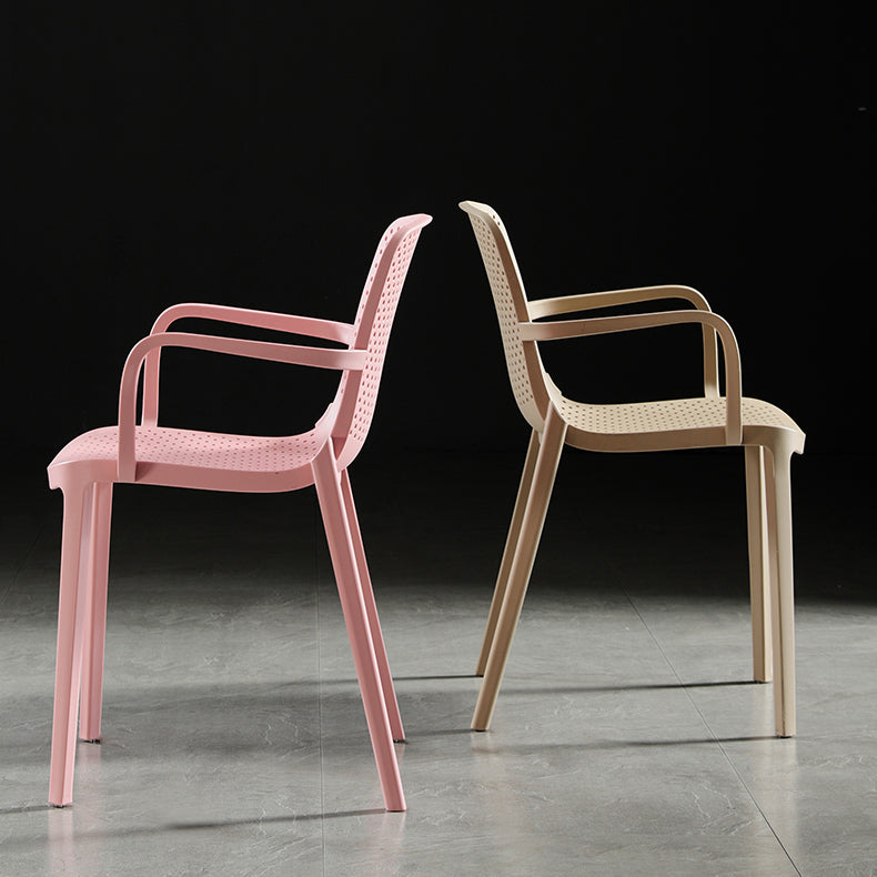 Scandinavian Dining Arm Chairs Plastic Solid Back Armchairs (Set of 4) Clearhalo ' kitchen&dining_furn' 'Dining Chairs' 'Dining Tables & Seating' 'dining_chair' 'furn' 'furn_dining_chair' 'Furniture' 'furniture_dining_chair' 'Kitchen & Dining Furniture' 'kitchen' 3950970