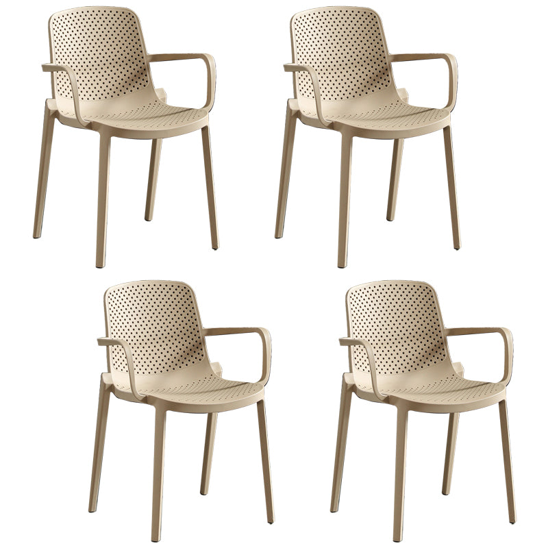 Scandinavian Dining Arm Chairs Plastic Solid Back Armchairs (Set of 4) Camel Clearhalo ' kitchen&dining_furn' 'Dining Chairs' 'Dining Tables & Seating' 'dining_chair' 'furn' 'furn_dining_chair' 'Furniture' 'furniture_dining_chair' 'Kitchen & Dining Furniture' 'kitchen' 3950971