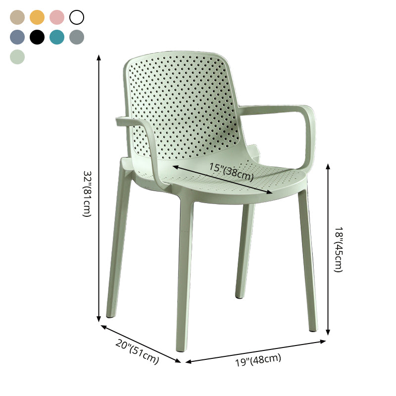 Scandinavian Dining Arm Chairs Plastic Solid Back Armchairs (Set of 4) Clearhalo ' kitchen&dining_furn' 'Dining Chairs' 'Dining Tables & Seating' 'dining_chair' 'furn' 'furn_dining_chair' 'Furniture' 'furniture_dining_chair' 'Kitchen & Dining Furniture' 'kitchen' 3950972