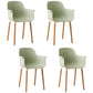 Scandinavian Dining Arm Chairs Plastic Armchairs with Wood Legs (Set of 4) Avocado Green Clearhalo ' kitchen&dining_furn' 'Dining Chairs' 'Dining Tables & Seating' 'dining_chair' 'Furniture' 'furniture_dining_chair' 'Kitchen & Dining Furniture' 'kitchen' 3950975