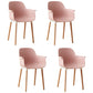 Scandinavian Dining Arm Chairs Plastic Armchairs with Wood Legs (Set of 4) Pink Clearhalo ' kitchen&dining_furn' 'Dining Chairs' 'Dining Tables & Seating' 'dining_chair' 'Furniture' 'furniture_dining_chair' 'Kitchen & Dining Furniture' 'kitchen' 3950983