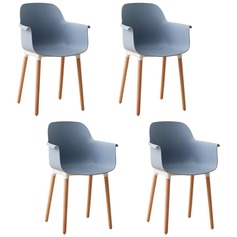 Scandinavian Dining Arm Chairs Plastic Armchairs with Wood Legs (Set of 4) Blue Clearhalo ' kitchen&dining_furn' 'Dining Chairs' 'Dining Tables & Seating' 'dining_chair' 'Furniture' 'furniture_dining_chair' 'Kitchen & Dining Furniture' 'kitchen' 3950986