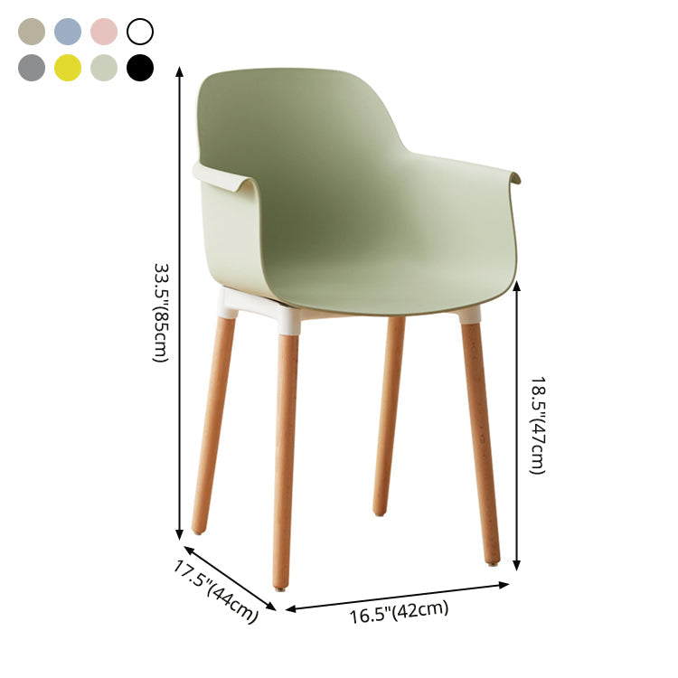 Scandinavian Dining Arm Chairs Plastic Armchairs with Wood Legs (Set of 4) Clearhalo ' kitchen&dining_furn' 'Dining Chairs' 'Dining Tables & Seating' 'dining_chair' 'Furniture' 'furniture_dining_chair' 'Kitchen & Dining Furniture' 'kitchen' 3950990