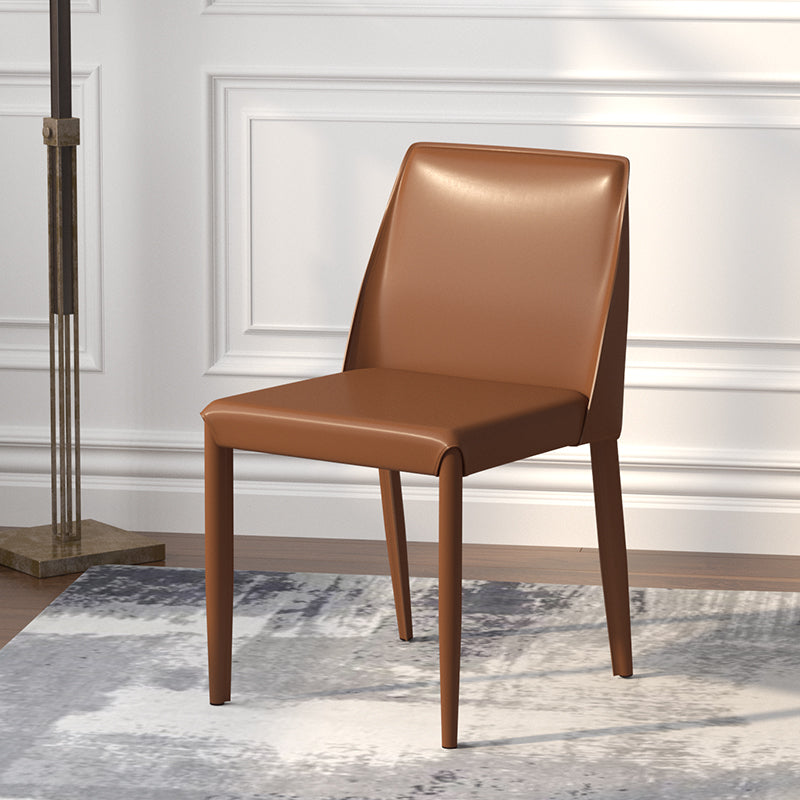 Scandinavian Leather Dining Chairs Solid Back Armless Dining Side Chairs Clearhalo ' kitchen&dining_furn' 'Dining Chairs' 'Dining Tables & Seating' 'dining_chair' 'furn' 'furn_dining_chair' 'Furniture' 'furniture_dining_chair' 'Kitchen & Dining Furniture' 'kitchen' 3950998