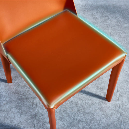 Scandinavian Leather Dining Chairs Solid Back Armless Dining Side Chairs Clearhalo ' kitchen&dining_furn' 'Dining Chairs' 'Dining Tables & Seating' 'dining_chair' 'furn' 'furn_dining_chair' 'Furniture' 'furniture_dining_chair' 'Kitchen & Dining Furniture' 'kitchen' 3951004