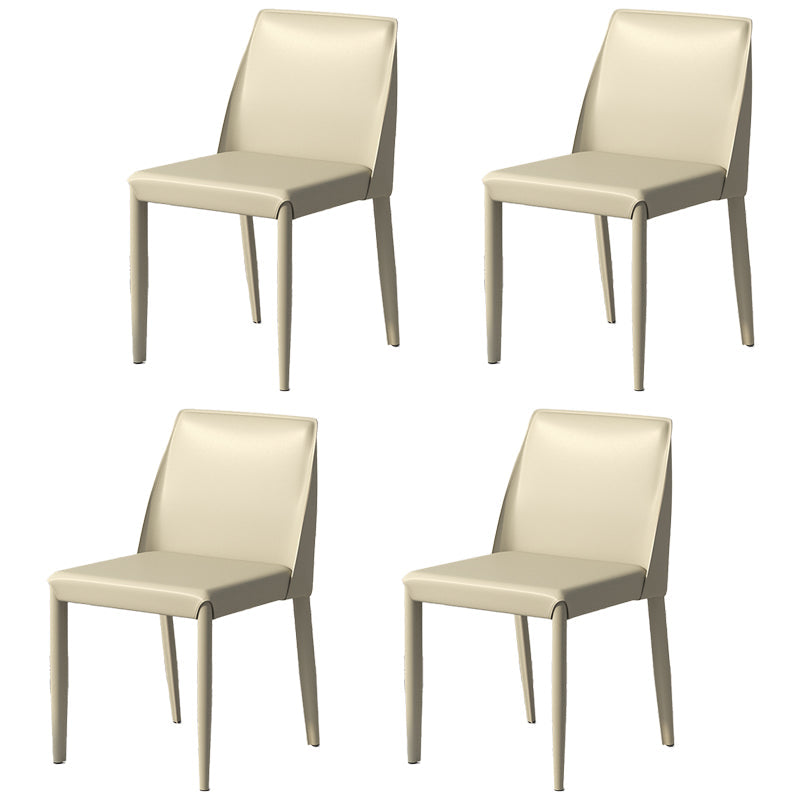Scandinavian Leather Dining Chairs Solid Back Armless Dining Side Chairs Light Gray 4 Piece Set Clearhalo ' kitchen&dining_furn' 'Dining Chairs' 'Dining Tables & Seating' 'dining_chair' 'furn' 'furn_dining_chair' 'Furniture' 'furniture_dining_chair' 'Kitchen & Dining Furniture' 'kitchen' 3951019