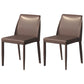 Scandinavian Leather Dining Chairs Solid Back Armless Dining Side Chairs Dark Brown 2 Piece Set Clearhalo ' kitchen&dining_furn' 'Dining Chairs' 'Dining Tables & Seating' 'dining_chair' 'furn' 'furn_dining_chair' 'Furniture' 'furniture_dining_chair' 'Kitchen & Dining Furniture' 'kitchen' 3951021