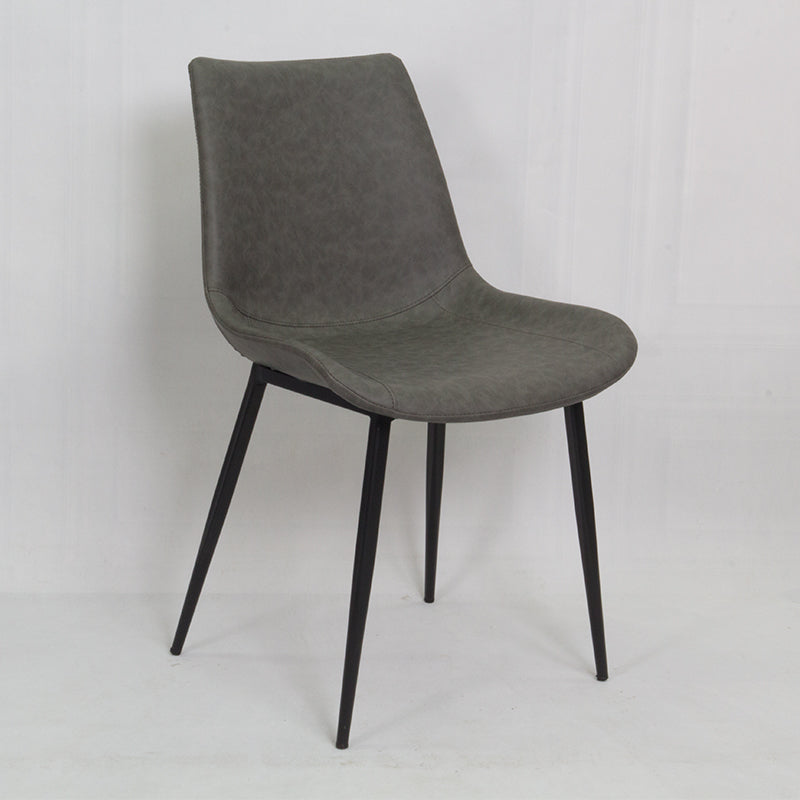 Scandinavian Style Leather Dining Chair Solid Back Single Arm Dining Chair for Home Dark Gray Clearhalo ' kitchen&dining_furn' 'Dining Chairs' 'Dining Tables & Seating' 'dining_chair' 'furn' 'furn_dining_chair' 'Furniture' 'furniture_dining_chair' 'Kitchen & Dining Furniture' 'kitchen' 3951028