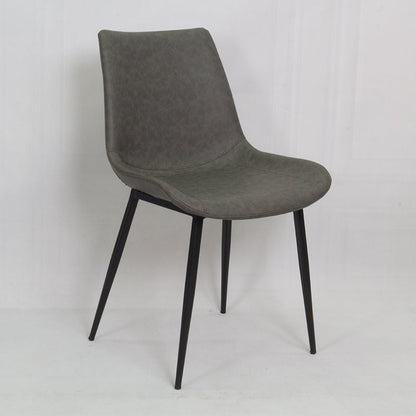 Scandinavian Style Leather Dining Chair Solid Back Single Arm Dining Chair for Home Dark Gray Clearhalo ' kitchen&dining_furn' 'Dining Chairs' 'Dining Tables & Seating' 'dining_chair' 'furn' 'furn_dining_chair' 'Furniture' 'furniture_dining_chair' 'Kitchen & Dining Furniture' 'kitchen' 3951028